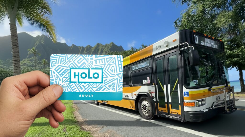 Hand holding a Holo Card in Oahu