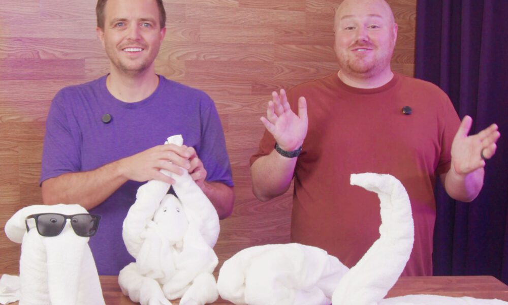 Elephant, Monkey, and Swan Towel Animals
