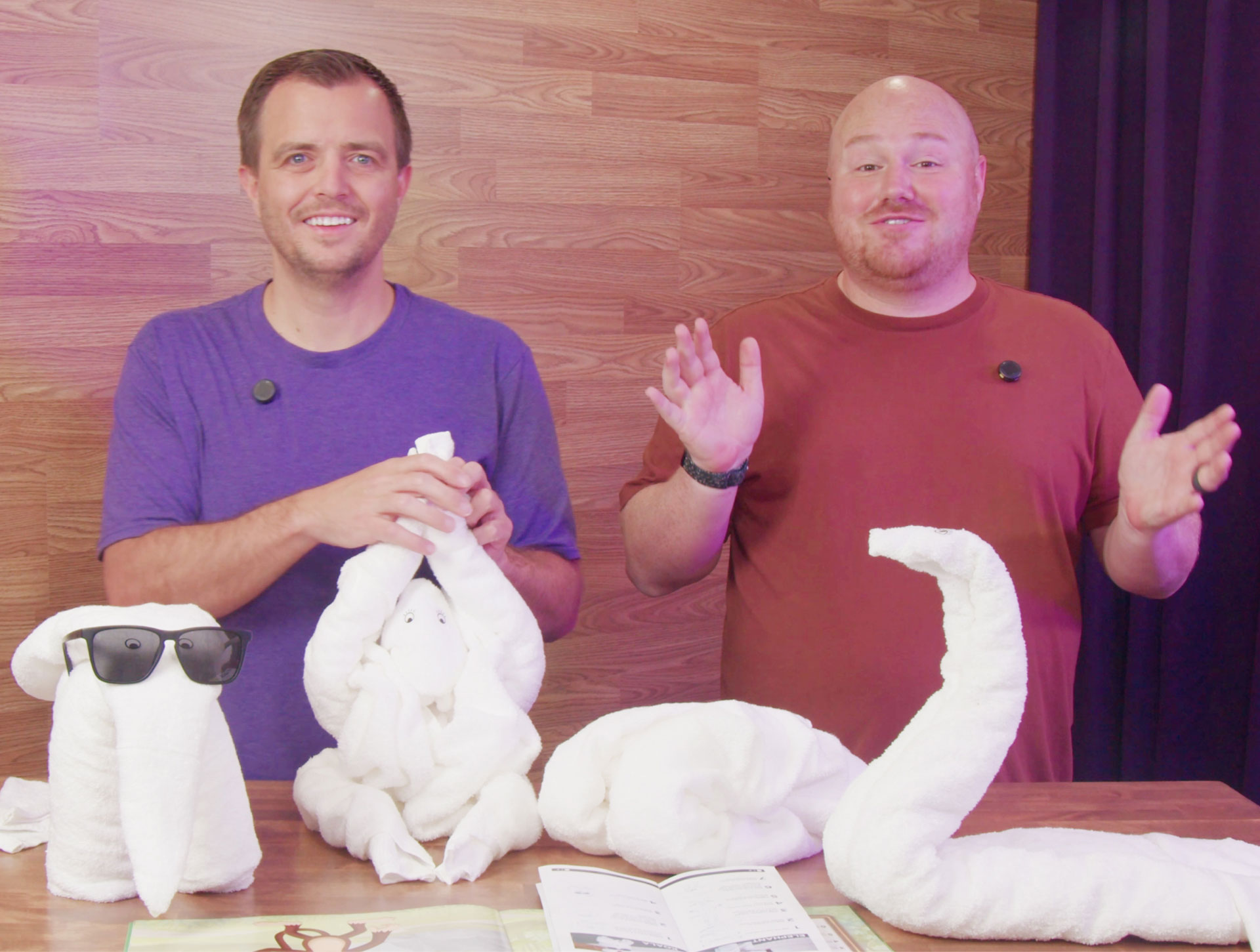 Elephant, Monkey, and Swan Towel Animals