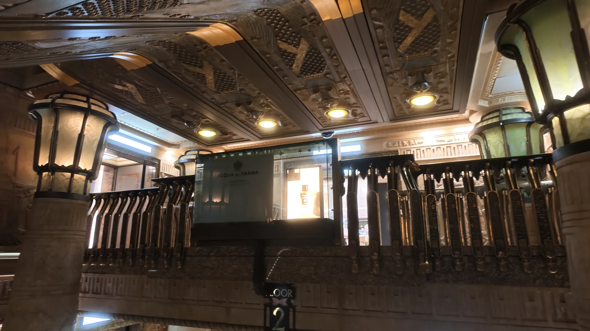 Decorative interior architecture and stairways inside Harrods.
