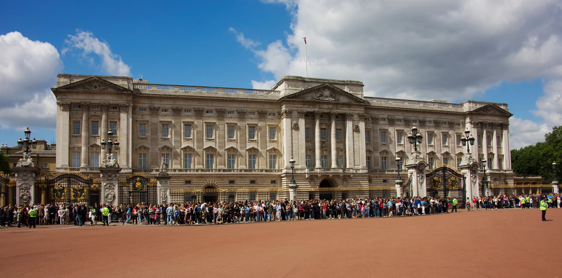 Buckingham Palace, a working royal palace at the end of The Mall